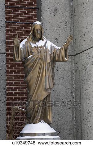 Sculpture of Jesus Christ covered in snow View Large Photo Image Stock Photo - Sculpture of Jesus Christ covered in snow. Fotosearch