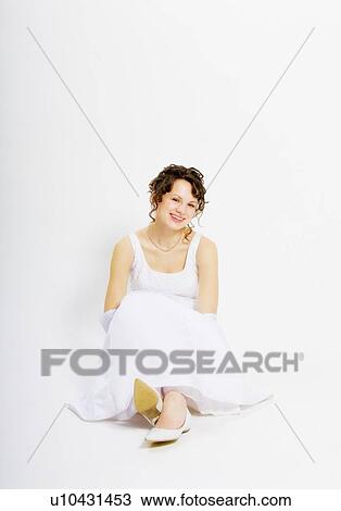 Smiling bride, sitting View Large Photo Image Stock Image - Smiling bride, sitting. Fotosearch