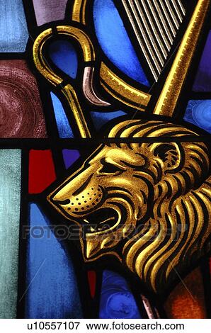 Stained glass window in synagogue View Large Photo Image Stock Photo - Stained glass window in synagogue. Fotosearch