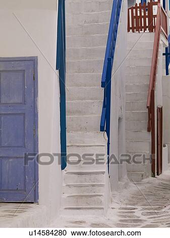 Stairways, Mykonos, Greece View Large Photo Image Stock Image - Stairways, Mykonos, Greece. Fotosearch