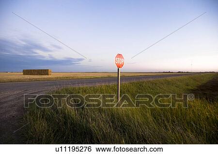 Stock Photograph - Stop sign, rural road. Fotosearch