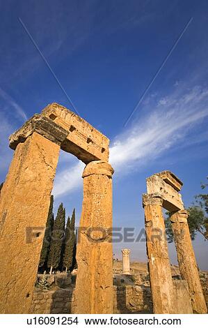 Picture - The ruins of columns and buildings on Frontinus Street in Hierapolis, Turkey. Fotosearch