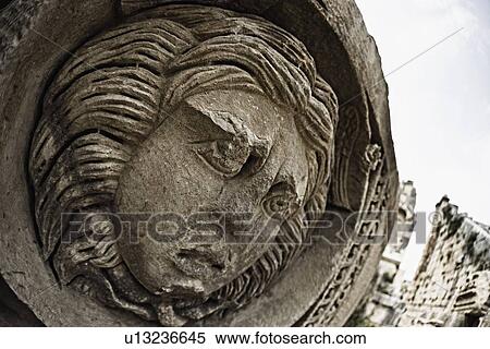 Stock Photography - Theatrical mask, Myra, Turkey . Fotosearch