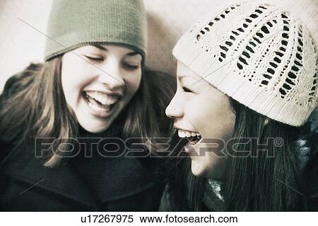 Two girls with toques View Large Photo Image Stock Photography - Two girls with toques. Fotosearch