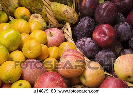 Stock Image - Variety of fresh fruit. Fotosearch