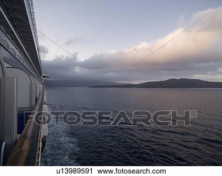 Stock Image - View from boat, Santorini, Greece. Fotosearch