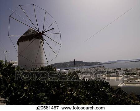 Windmill, Mykonos, Greece View Large Photo Image Stock Photo - Windmill, Mykonos, Greece . Fotosearch