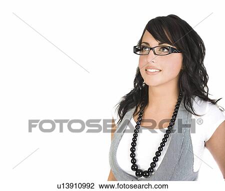 Stock Image - Woman wearing glasses. Fotosearch