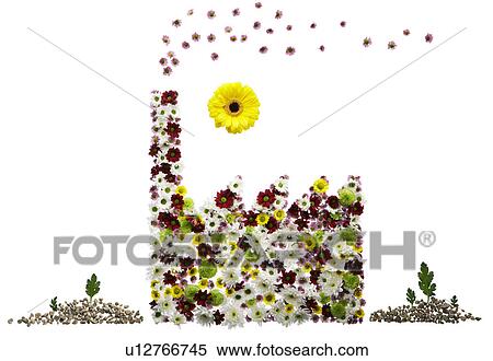 Stock Photography - A factory made out of flowers. Fotosearch