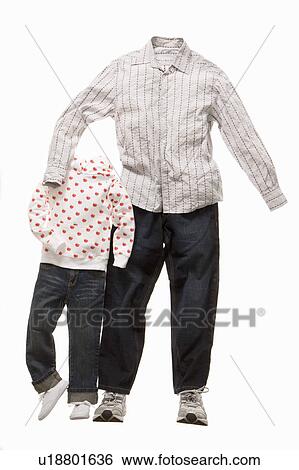 Stock Photograph - A father and son made from clothes. Fotosearch