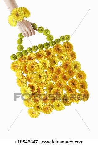 Stock Photo - A hand holding a flower bag. Fotosearch