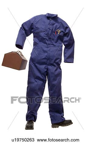 Stock Image - A Workman's suit with tool box. Fotosearch