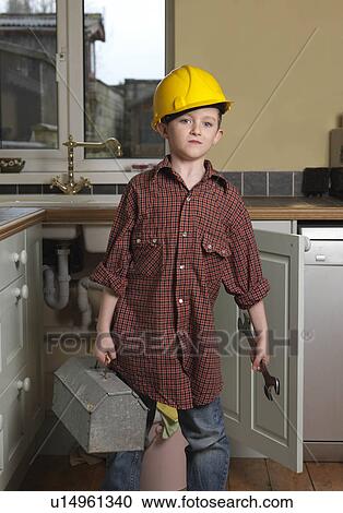 Boy dressed as repair man View Large Photo Image Stock Image - Boy dressed as repair man. Fotosearch