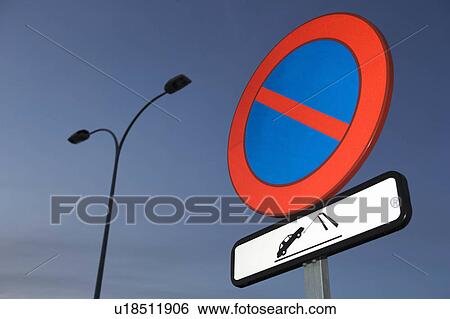 Stock Photograph - Car towing removal sign. Fotosearch