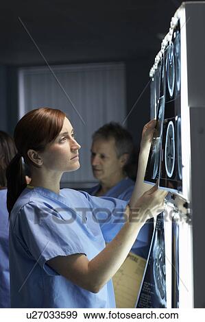 Doctor looking at x-rays View Large Photo Image Stock Photo - Doctor looking at x-rays. Fotosearch
