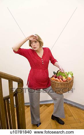 exhausted pregnant woman carrying basket View Large Photo Image Stock Image - exhausted pregnant woman carrying basket. Fotosearch