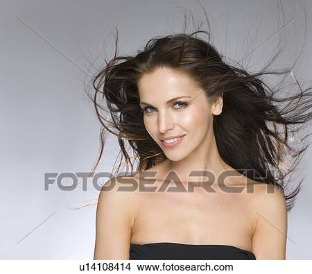 female beauty portrait hair blowing View Large Photo Image Picture - female beauty portrait hair blowing. Fotosearch
