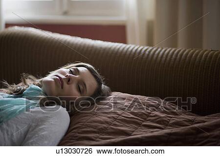 girl lying on bed asleep View Large Photo Image Stock Photograph - girl lying on bed asleep. Fotosearch