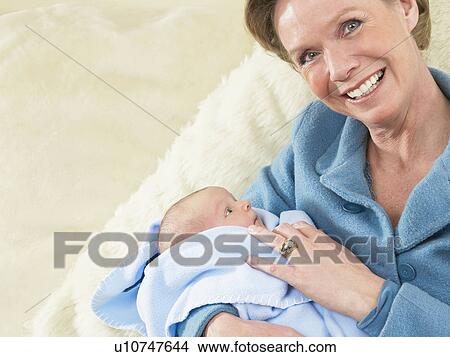 Picture - Grand mother with baby. Fotosearch