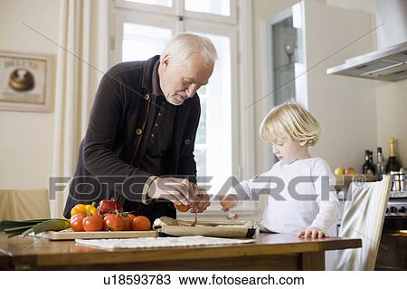 grandfather and grandson cooking View Large Photo Image Stock Image - grandfather and grandson cooking. Fotosearch