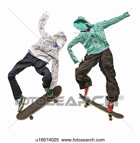 Stock Photography - Invisible skateboarders jumping. Fotosearch