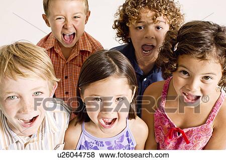 Stock Photo - kids shouting. Fotosearch