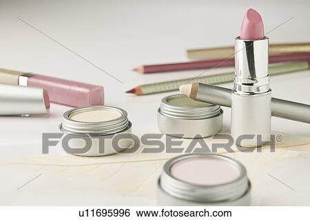 Make up with lipstick and pencils View Large Photo Image Stock Photograph - Make up with lipstick and pencils. Fotosearch