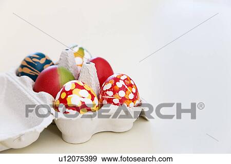 painted easter eggs in box View Large Photo Image Stock Photo - painted easter eggs in box. Fotosearch
