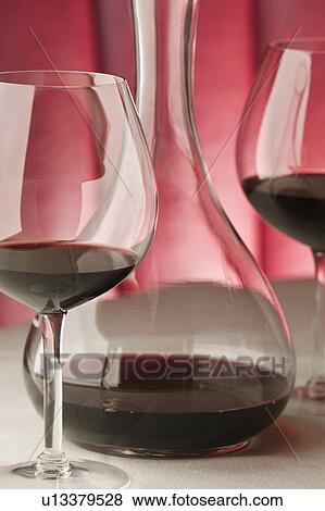 Red wine glasses and decanter View Large Photo Image Stock Photo - Red wine glasses and decanter. Fotosearch