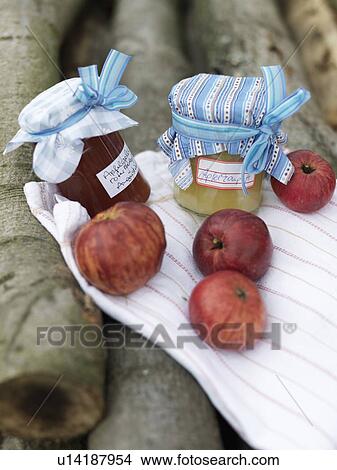 Ripe Apples and jam on log pile View Large Photo Image Picture - Ripe Apples and jam on log pile. Fotosearch