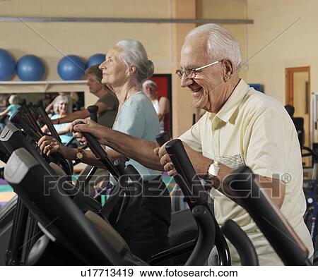 seniors training at gym View Large Photo Image Stock Photo - seniors training at gym. Fotosearch