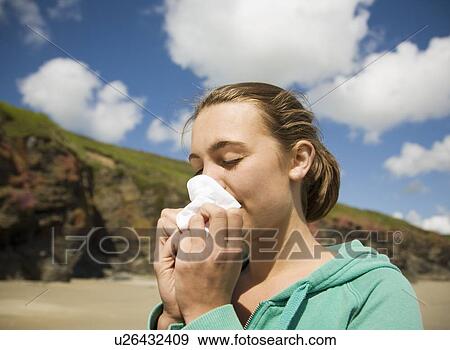 Woman Blowing Nose View Large Photo Image Stock Photo - Woman Blowing Nose. Fotosearch