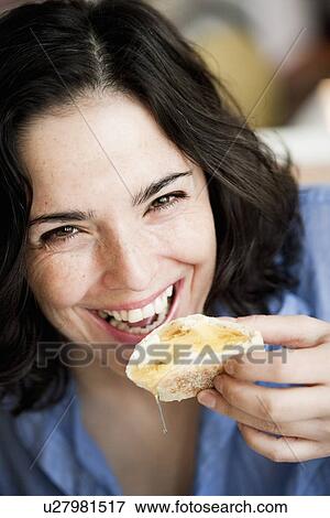 Woman Eating Bread With Honey View Large Photo Image Stock Photo - Woman Eating Bread With Honey. Fotosearch