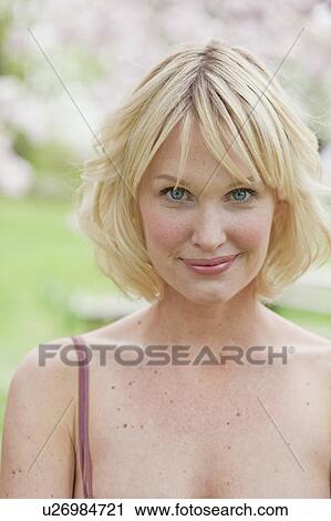 Stock Image - woman looking at viewer. Fotosearch
