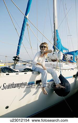 Woman Relaxing on Sailing Boat View Large Photo Image Picture - Woman Relaxing on Sailing Boat. Fotosearch