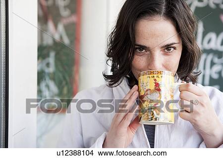 Picture - Woman With Cup. Fotosearch