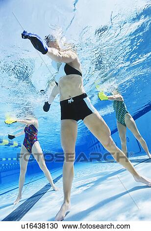 Stock Image - Women exercising in swimming pool.. Fotosearch