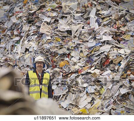 Worker With Paper In Recycle Plant View Large Photo Image Stock Image - Worker With Paper In Recycle Plant. Fotosearch