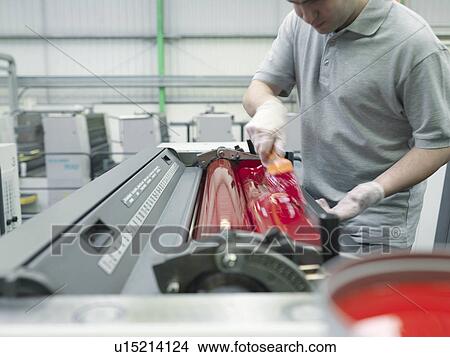Picture - Worker With Printer. Fotosearch