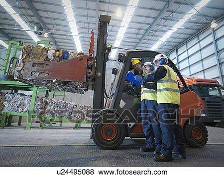 Workers And Forklift Truck In Plant View Large Photo Image Stock Photo - Workers And Forklift Truck In Plant. Fotosearch