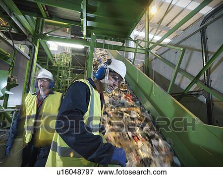 Workers In Recycle Plant View Large Photo Image Stock Photo - Workers In Recycle Plant. Fotosearch