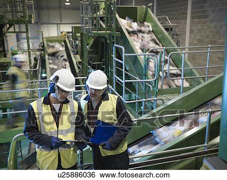 Workers In Recycle Plant View Large Photo Image Stock Photograph - Workers In Recycle Plant. Fotosearch