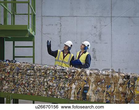 Workers In Recycle Plant View Large Photo Image Stock Photograph - Workers In Recycle Plant. Fotosearch