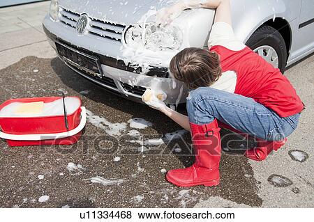 young girl washing car View Large Photo Image Stock Photo - young girl washing car. Fotosearch