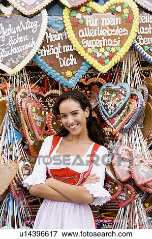 Young Woman With Gingerbread Many Hearts View Large Photo Image Stock Photo - Young Woman With Gingerbread Many Hearts. Fotosearch
