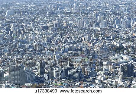 Aerial shot of Tokyo View Large Photo Image Stock Photo - Aerial shot of Tokyo. Fotosearch