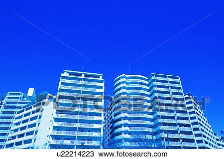 Stock Image - Apartments, Hyogo Prefecture, Honshu, Japan. Fotosearch