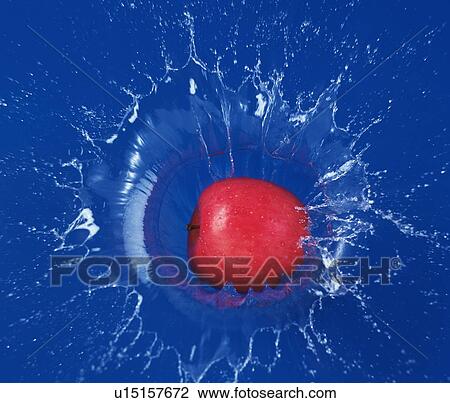 Stock Image - Apple hitting water. Fotosearch