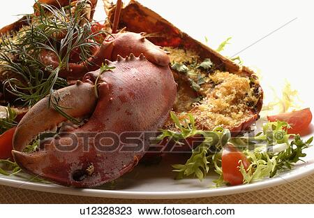 Baked homard lobster View Large Photo Image Stock Image - Baked homard lobster. Fotosearch