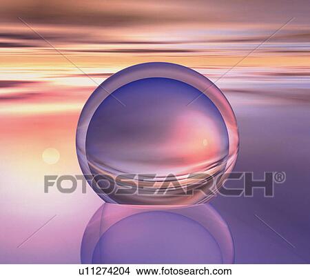 Ball in image of sunset, computer graphic View Large Photo Image Picture - Ball in image of sunset, computer graphic. Fotosearch